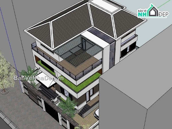 file su biệt thự 3 tầng,model sketchup biệt thự 3 tầng,model su biệt thự 3 tầng,sketchup biệt thự 3 tầng