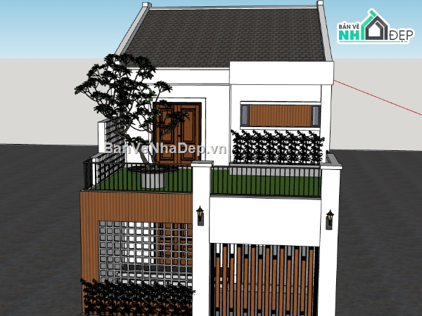 nhà phố 2 tầng file su,file su nhà phố 2 tầng,model su nhà phố 2 tầng,model sketchup nhà phố 2 tầng