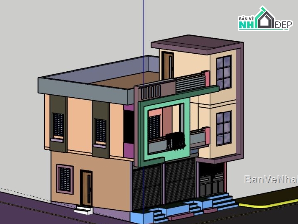 Nhà phố 2 tầng,model su nhà phố 2 tầng,file su nhà phố 2 tầng