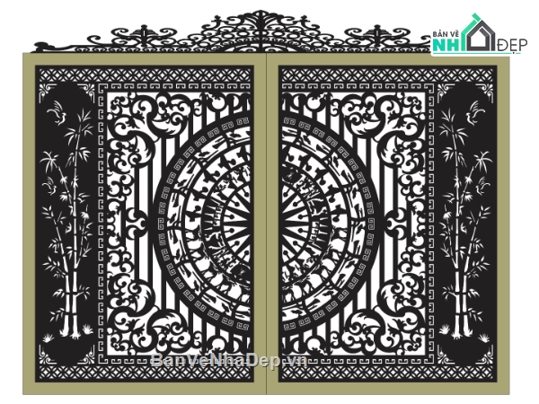 cổng 2 cánh cnc,file cnc cổng 2 cánh,mẫu cnc cổng 2 cánh