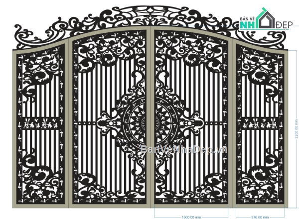 cổng 4 cánh cnc,file cổng 4 cánh,mẫu cổng 4 cánh