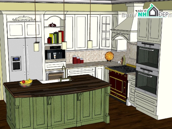 nội thất phòng bếp,sketchup nội thất phòng bếp,model phòng bếp