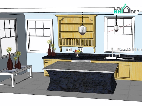 sketchup nội thất bếp,phòng bếp,nội thất phòng bếp,sketchup nội thất phòng bếp