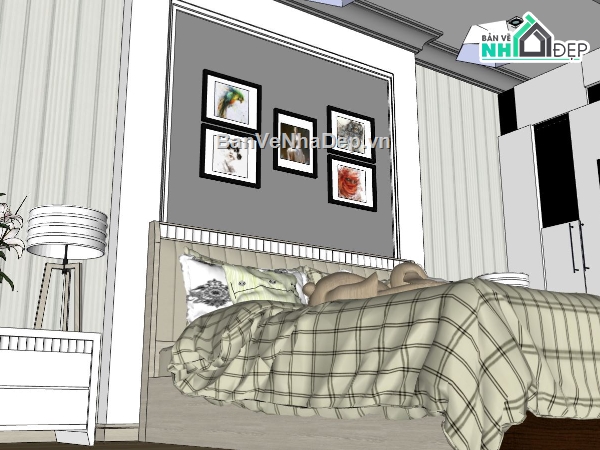 file sketchup phòng ngủ,sketchup phòng ngủ đẹp,model phòng ngủ file su,su nội thất phòng ngủ hiện đại