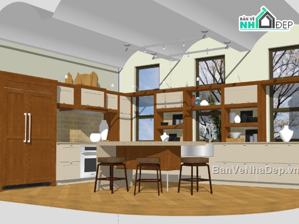 model su nội thất phòng bếp,dựng 3dsu nội thất phòng bếp,mẫu sketchup nội thất phòng bếp