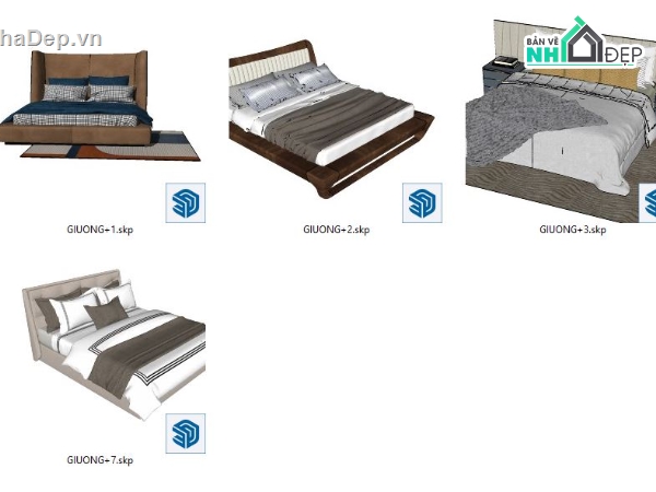 Model giường ngủ,mẫu giường ngủ,thiết kế giường ngủ sketchup,mode 3dsu giường ngủ