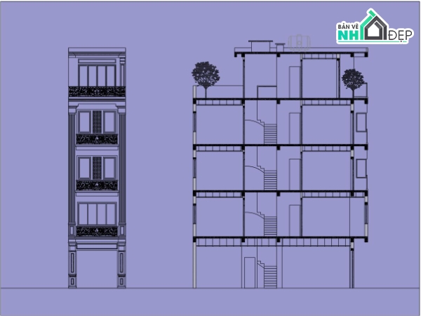 nhà phố 5 tầng,bản vẽ nhà phố 5 tầng,nhà phố 5 tầng tân cổ điển,nhà phố 5 tầng file cad,file cad nhà phố 5 tầng