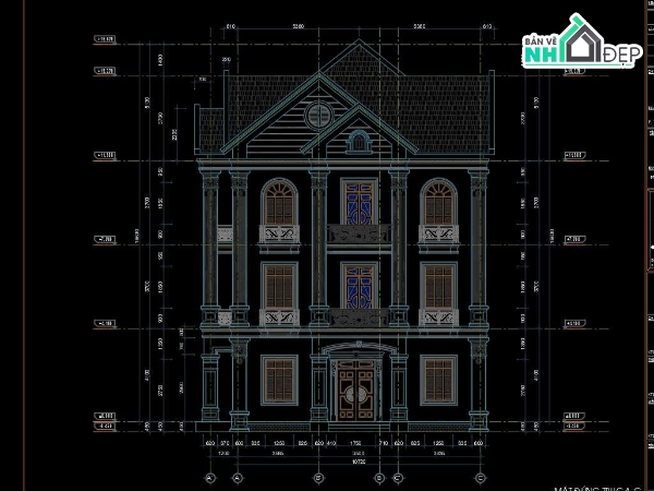 bản vẽ biệt thự 3 tầng,biệt thự 11x16m,thiết kế biệt thự 3 tầng 11x16m,mặt bằng biệt thự 11x16m,Bản vẽ biệt thự 3 tầng 11×16m