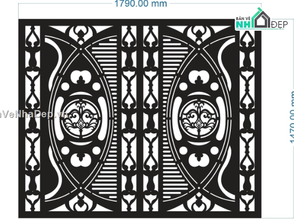 cổng cắt cnc,cổng 2 cánh cắt cnc,Mẫu cổng 2 cánh cắt cnc