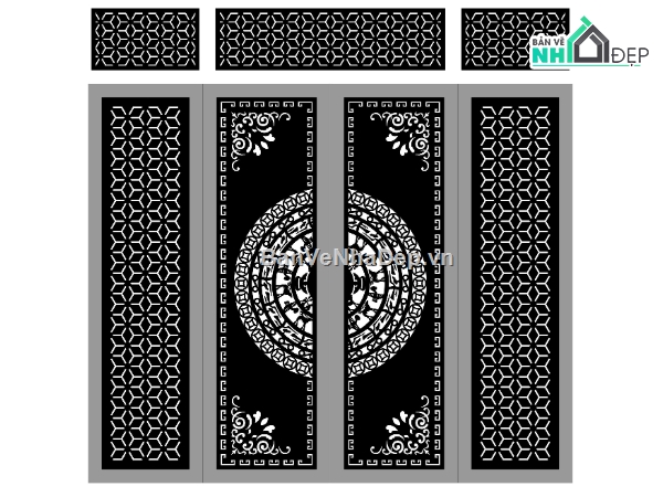 Mẫu cổng 4 cánh cnc,cổng dxf,cổng cnc đẹp