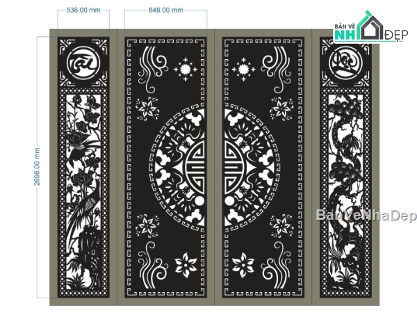 Mẫu cổng 4 cánh cnc,cổng 4 cánh,cổng 4 cánh cnc