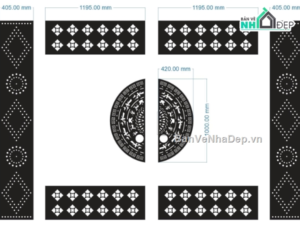 cổng 4 cánh,cổng dxf,cổng cnc