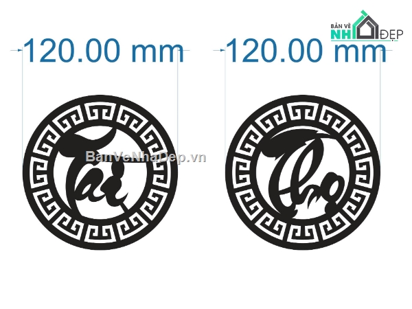 chữ Tài Thọ,chữ tài thọ cnc,file dxf chữ tài thọ