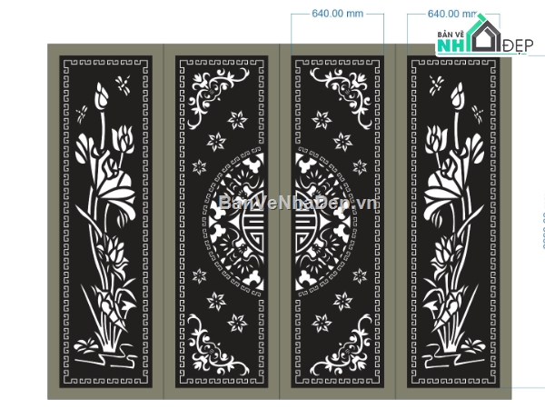 Mẫu cổng 4 cánh cnc,mẫu cổng 4 cánh,file cổng 4 cánh