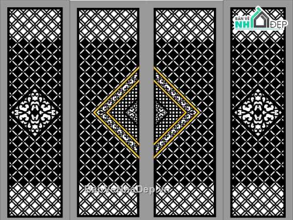 Mẫu cổng 4 cánh cnc,file cổng 4 cánh,mẫu cổng 4 cánh