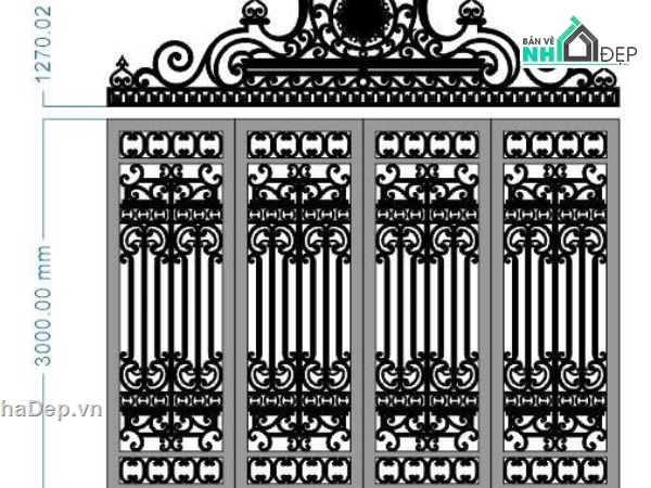 cổng dxf,cổng cnc,file cổng 4 cánh dxf