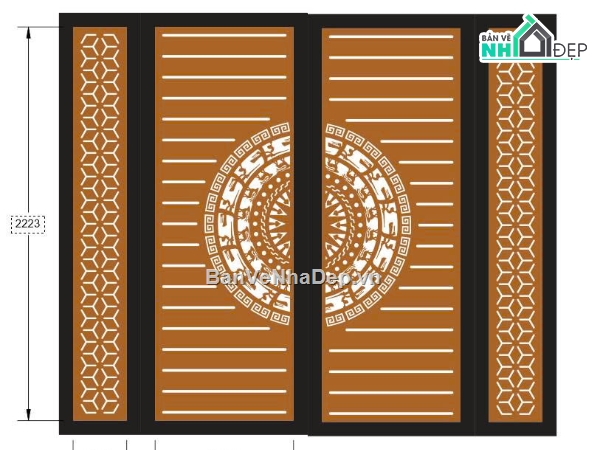 Mẫu cổng 4 cánh cnc,cổng 4 cánh cnc,cổng trống đồng cnc