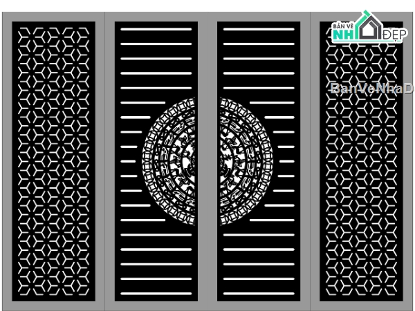 Mẫu cổng 4 cánh cnc,cổng trống đồng,cổng bông tuyết,file dxf cổng cnc