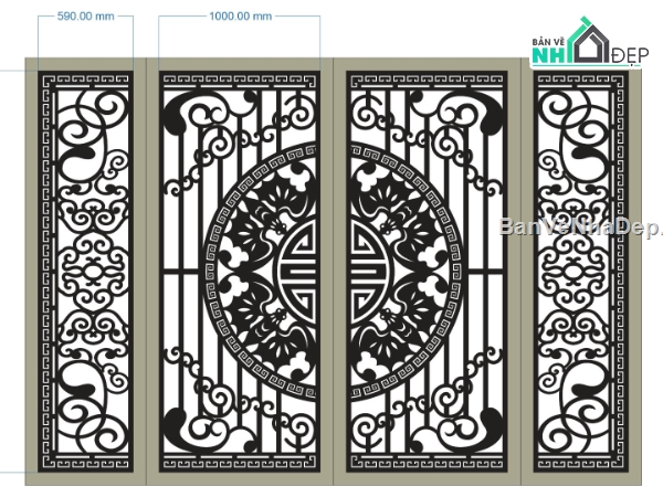 Mẫu cổng 4 cánh cnc,file cnc cổng 4 cánh,mẫu cổng 4 cánh