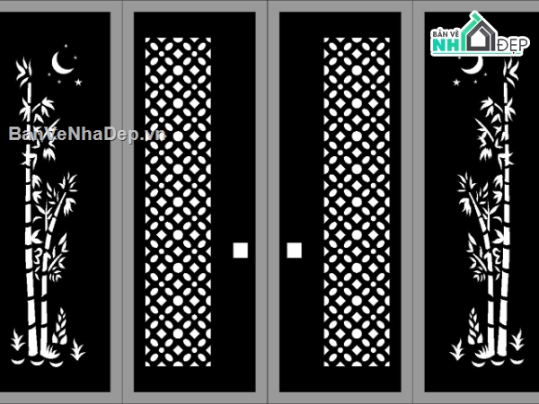cổng 4 cánh trúc,file cnc cổng 4 cánh trúc,mẫu cnc cổng 4 cánh