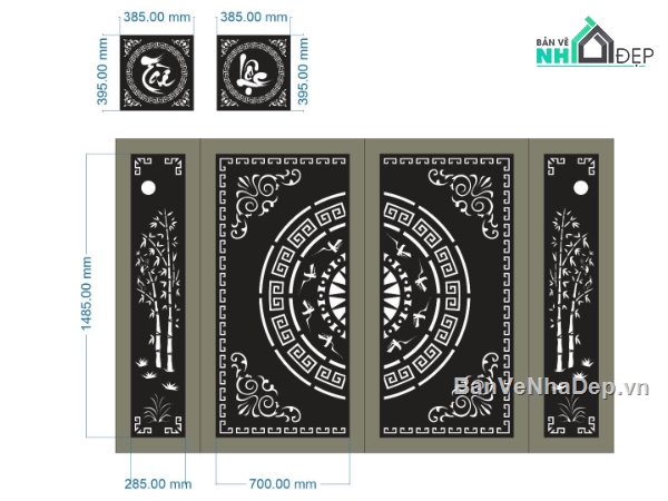 Mẫu cổng 4 cánh cnc,cổng 4 cánh cnc,cnc 4 cánh,cổng tài lộc