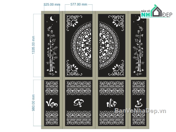 vạn sự như ý,cổng 4 cánh cnc,File cổng 4 cánh