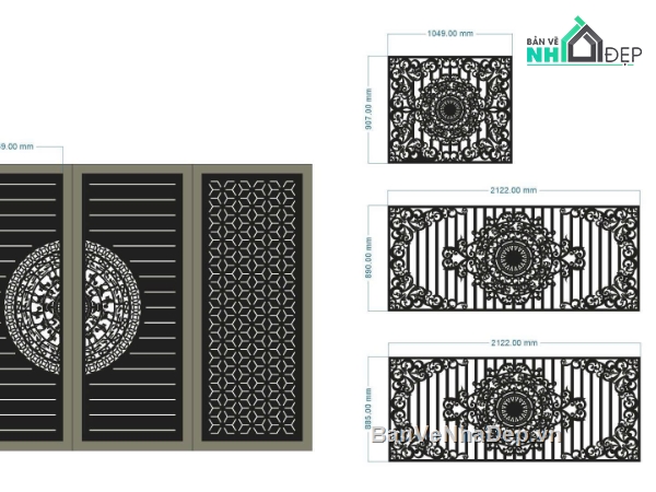 Mẫu cổng 4 cánh cnc,cổng 4 cánh cnc,cổng và hàng rào,hàng rào