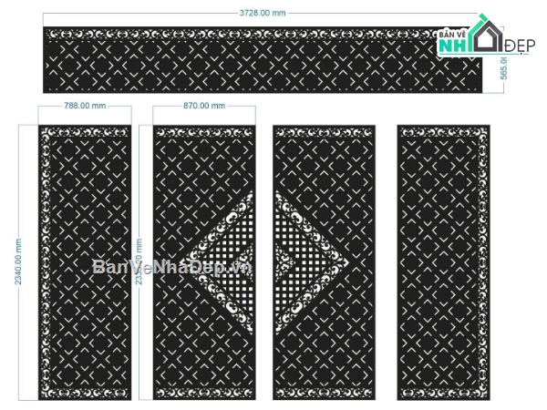 cổng 4 cánh cnc,cnc 4 cánh,cổng 4  cánh cnc,Mẫu cổng 4 cánh cnc