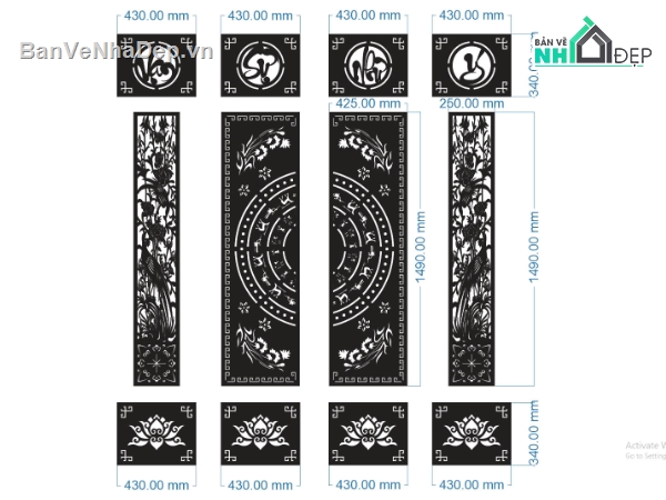 cổng đẹp 4 cánh,Mẫu cổng 4 cánh cnc,cổng vạn sự như ý