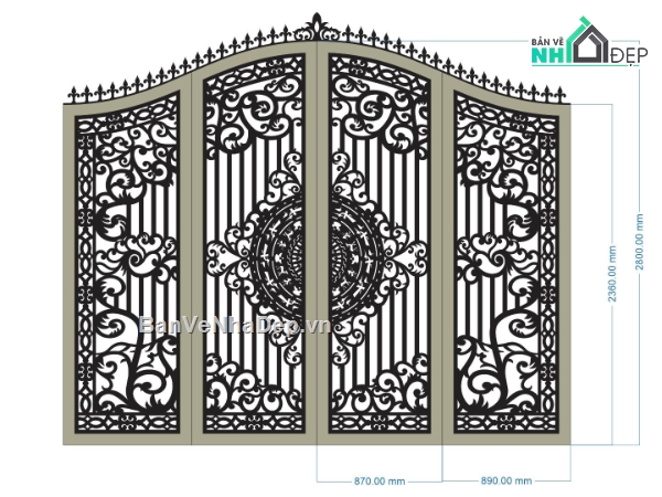 cổng đẹp 4 cánh,Mẫu cổng 4 cánh cnc,file cnc cổng 4 cánh