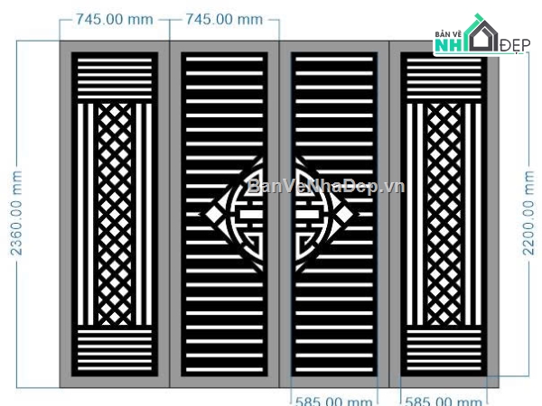 Mẫu cổng 4 cánh cnc,cổng cnc chữ phúc,cổng 4 cánh cnc,cnc 4 cánh