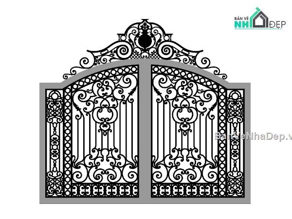 biệt thự đẹp 2 cánh,file cổng dxf đẹp,cửa cổng cnc