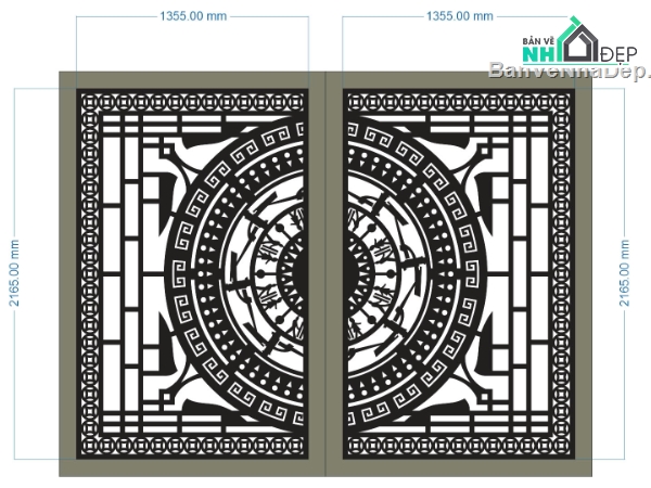 cổng trống đồng,file cnc cổng 2 cánh,mẫu cnc cổng 2 cánh