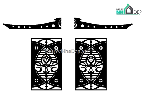 thiết kế cổng 2 cánh,cổng 2 cánh,file cổng dxf đẹp