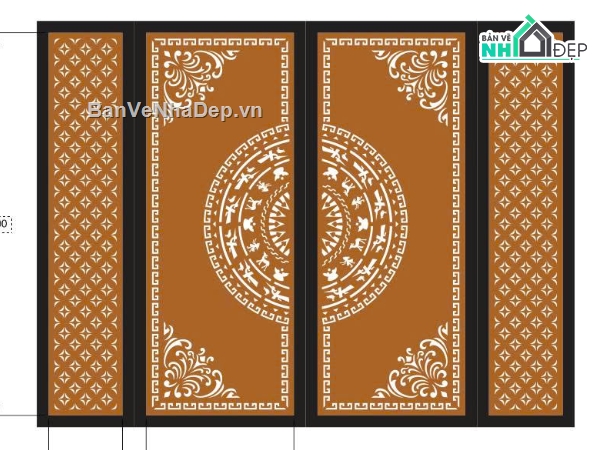 cổng đẹp 4 cánh,cổng cnc,cổng dxf