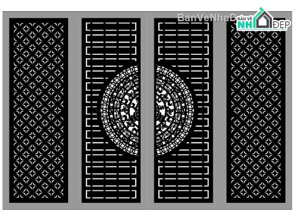 Cổng 4 cánh,Cổng 4 cánh dxf đẹp,Cổng 4 cánh CNC đẹp