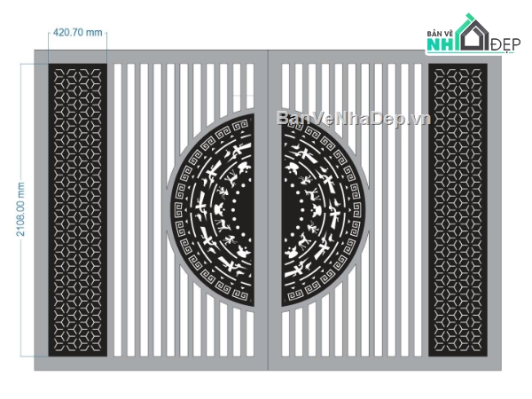 cổng dxf,cổng 4 cánh,cổng cnc