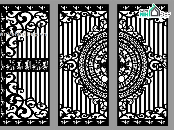cổng dxf,dxf cổng 4 cánh,hoa văn cổng cnc
