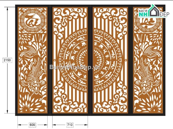 Mẫu cổng 4 cánh cnc,cổng 4 cánh cnc,cổng dxf,cnc 4 cánh