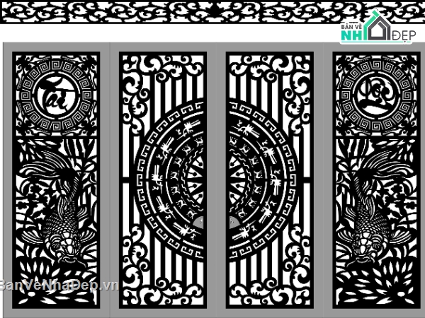 Cổng 4 cánh,Cổng 4 cánh file dxf,Cổng cnc file dxf,cnc 4 cánh