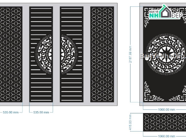 Mẫu cổng 4 cánh cnc,cổng phụ,file cổng cnc