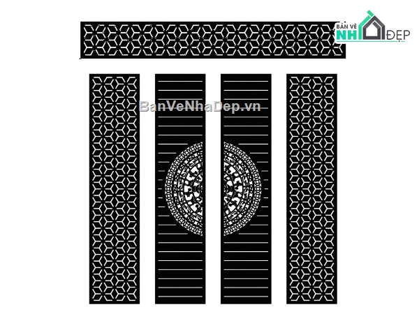 cổng trống đồng,file cổng 4 cánh cnc,cad cổng trống đồng