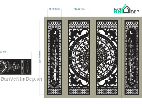 Mẫu cổng 4 cánh cnc,file cổng cnc,file cnc cổng,hàng rào file dxf