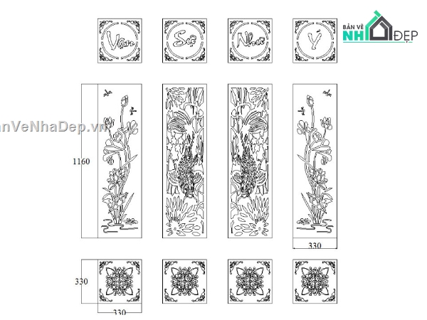 mẫu cnc cổng cá chép,mẫu cổng cá chép,mẫu cổng 4 cánh