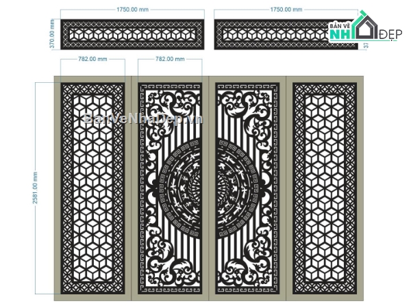 Mẫu cổng 4 cánh cnc,dxf cổng,cad cổng 4 cánh cnc