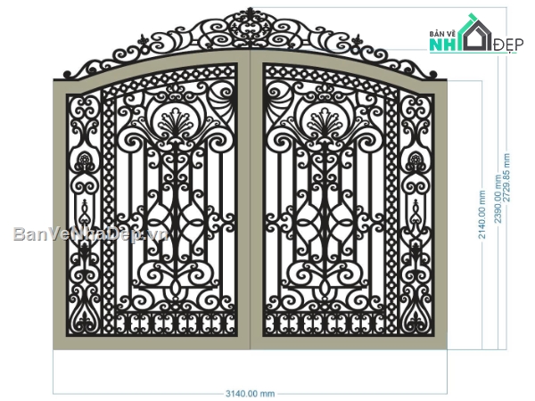 cổng dxf,cổng 2 cánh,cổng cnc