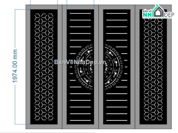 Mẫu cổng 4 cánh cnc,cổng dxf,hoa văn cổng cnc