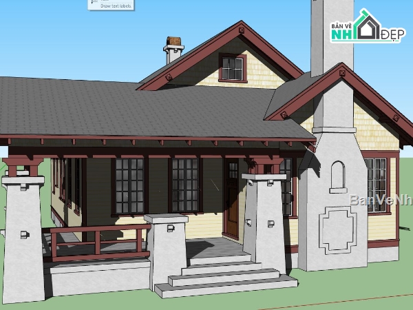 nhà 1 tầng,mẫu nhà 1 tầng,sketchup nhà 1 tầng