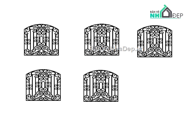 hàng rào 5 kích thước,hàng rào file cad,cad hàng rào