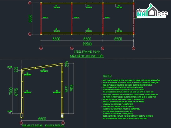 Kết cấu nhà kho thép mái tôn,Kết cáu khung tiền chế 7m,File Autocad kết cấu nhà để xe,Kết cấu nhà xe 7x20m,bản vẽ nhà kho khung thép,Kết cấu nhà xe khung kèo mái tôn